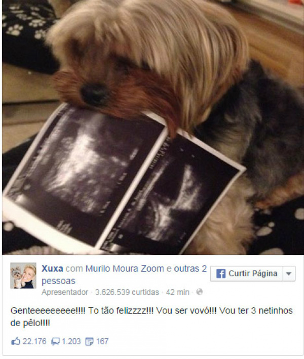 Xuxa celebra a notícia de que será ‘vovó’