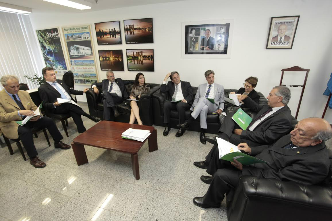 Geraldo e outros integrantes da bancada em Brasília, com o governador Reinaldo Azambuja.