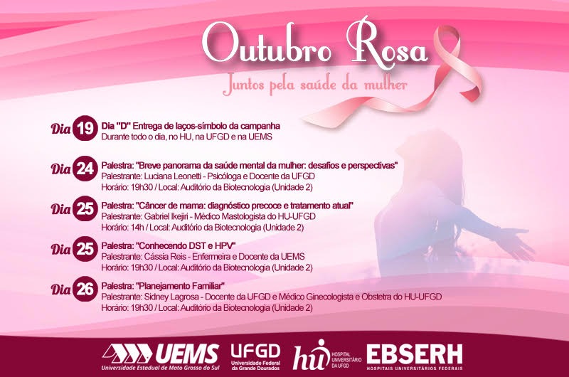 HU, UFGD e UEMS realizam parceria em prol do Outubro Rosa