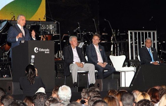 Michel Temer discursa durante inauguração da Eldorado Celulose. (Foto: Rachid Waqued)