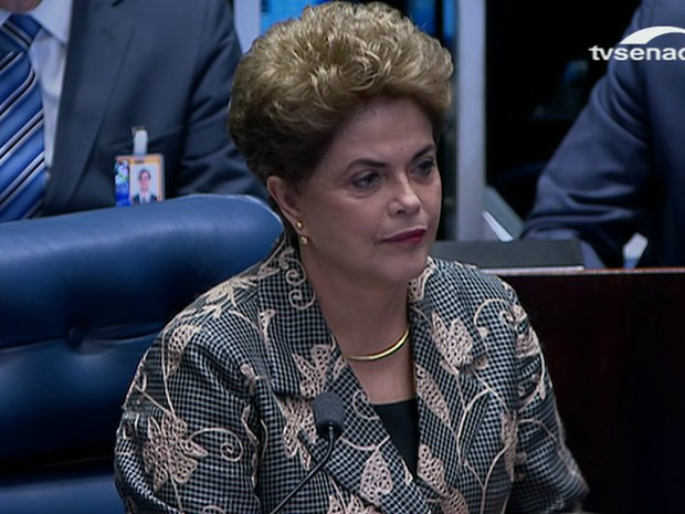 Dilma discursa no julgamento final do impeachment no Senado (Foto: Reprodução / TV Senado)