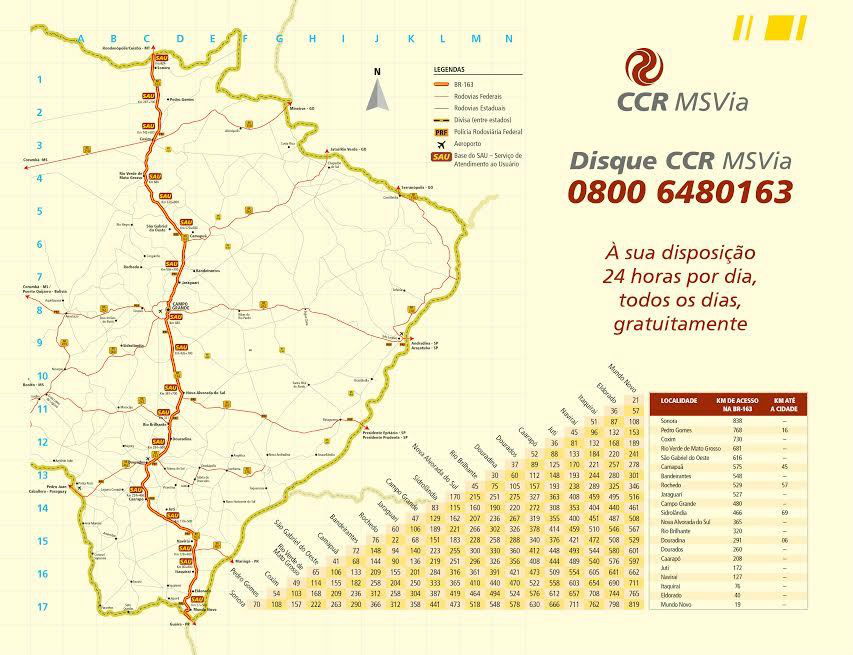CCR lança folheto com mapa da BR-163 para orientar usuários