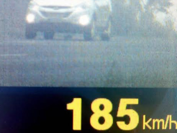 Radar da PRF registra carro a 185 km/h