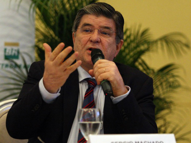Em 2011, Sérgio Machado, então presidente da Transpetro, durante coletiva da Petrobras realizada na sede da empresa, no Rio de Janeiro. (Foto: Tasso Marcelo/Estadão Conteúdo/Arquivo)