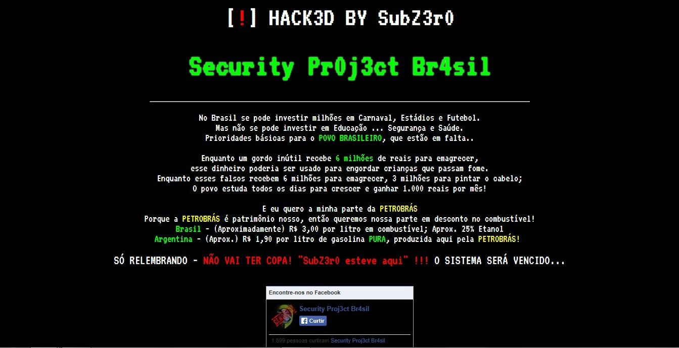 Página da Fetagri/MS foi desviado para o site do grupo chamado de Security Proj3ct Br4sil