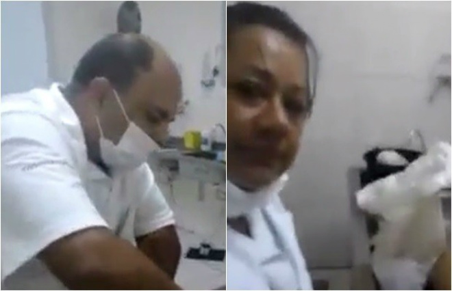 Funcionários de clínica que cuidou do corpo de Cristiano Araújo e que filmaram procedimento (Foto: Reprodução)