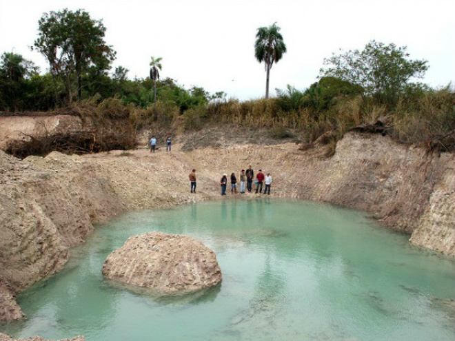 Lagoa foi achada em obra no Pantanal de MS (Foto: Marcos Boaventura/ Divulgação Prefeitura de Corumbá)