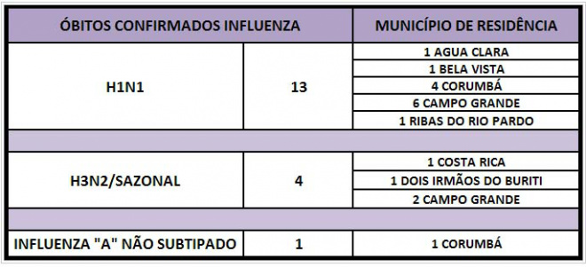Chega a 13 o número de mortes por H1N1 em MS
