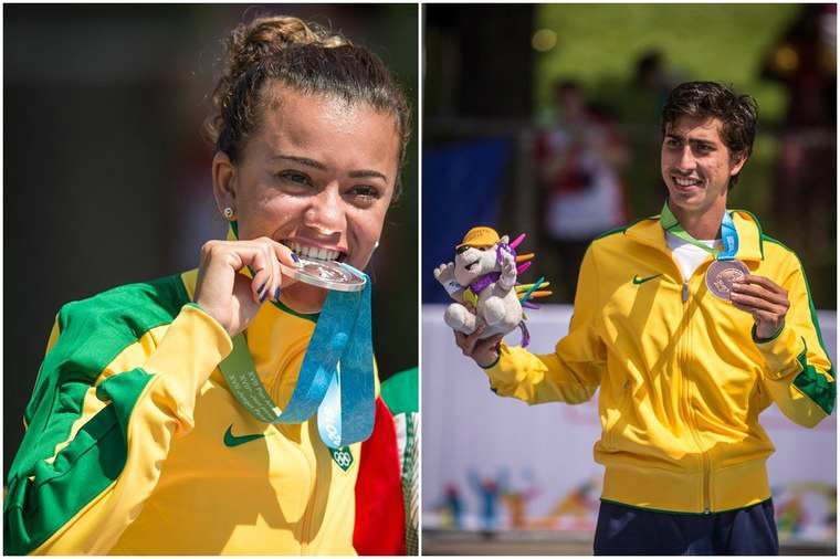 Érica e Caio no pódio do Pan de Toronto: medalhas para o Brasil depois de 12 anos sem na marcha atléticaDivulgação/ Jonne Roriz/Exemplus/COB