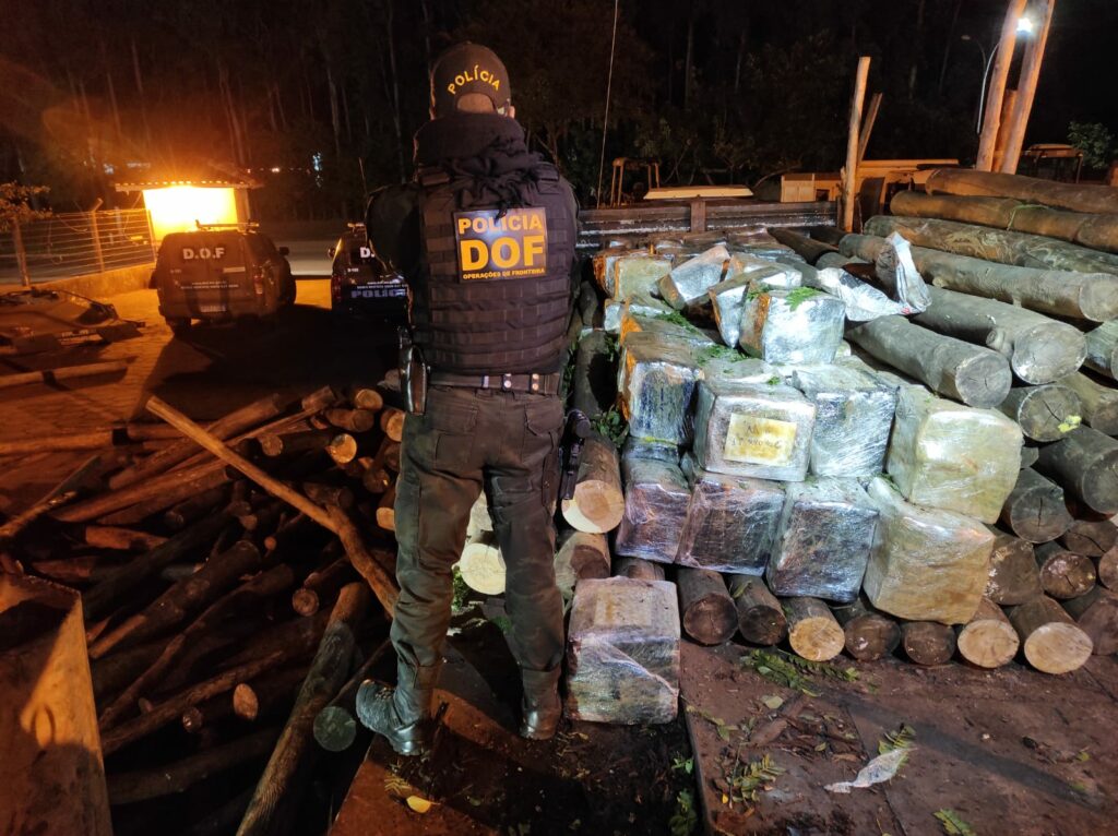 DOF apreende carga milionária de droga em meio carregamento de madeira
