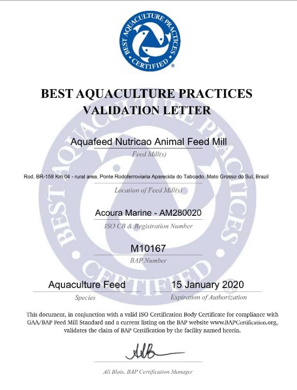 Aquafeed conquista certificação internacional na produção de rações de Tilápia
