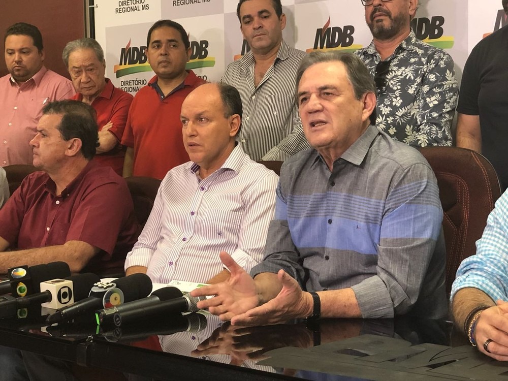MDB anunciou nesta sexta que mesmo com a prisão, André Puccinelli, é o pré-candidato do partido ao governo de MS (Foto: Alysson Maruyama/TV Morena)