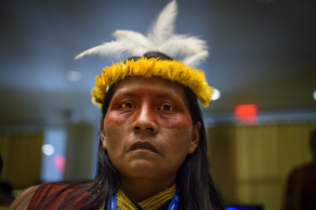 Participante do Fórum Permanente sobre Assuntos Indígenas, na sede da ONU, em Nova Iorque. Foto: ONU/Loey Felipe