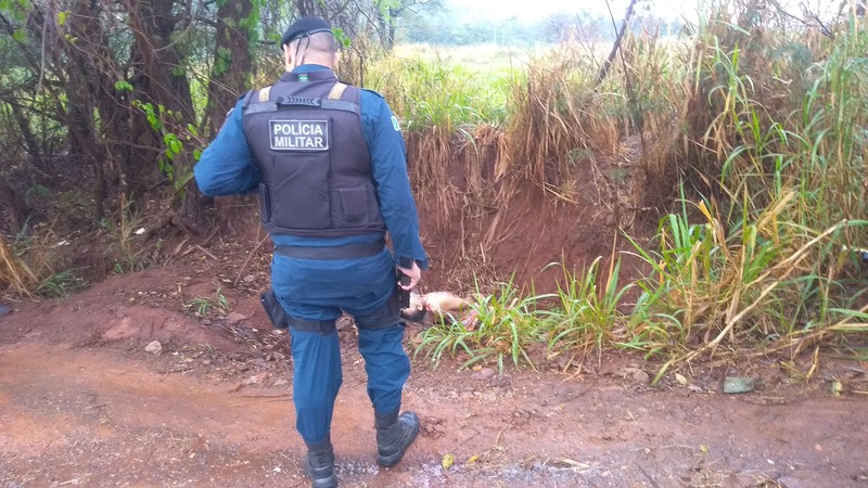PM no local onde corpo foi encontradofoto - Cido Costa/DouradosAgora